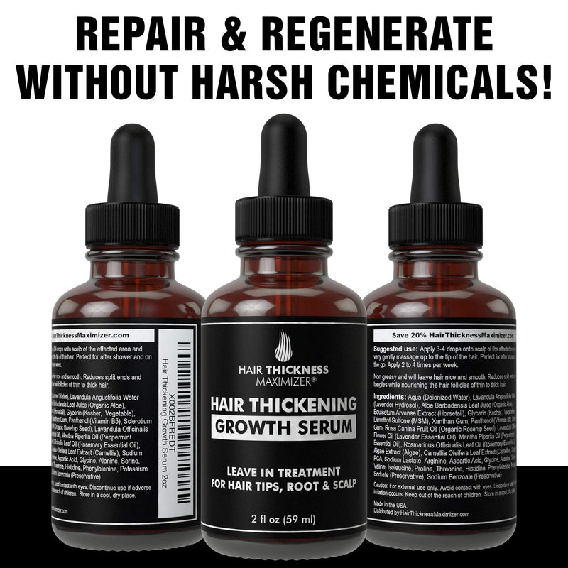 Hair Growth Serum - Hair Loss Prevention Treatment by Hair Thickness Maximizer. Best Natural Oils For Thinning Hair. Replenish Hair Follicles for Men, Women. Thickening Leave In Conditioner Serum 2oz Hair Thickness Maximizer