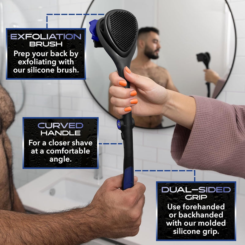 baKblade 3.0 Stealth Back Shaver – 23" Handle – Includes 3 Extra Blade Refills – Pain-Free Shave for Men Infinity Warehouse