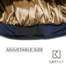 LAYKAY Silky Satin Bonnet - Adjustable Head Size Sleep Silk Bonnet - Double Layer Satin Lined Sleeping Cap - Reversible Hair Bonnet Navy Chains, One Size LAYKAY