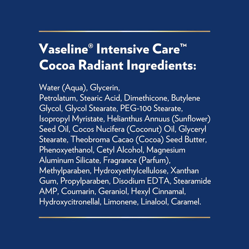 Vaseline Intensive Care Body Lotion Cocoa Radiant 3 count for Dry Skin Lotion Made with Ultra-Hydrating Lipids and Pure Cocoa Butter for a Long-Lasting, Radiant Glow 20.3 Oz Infinity Warehouse