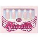 Glamnetic Press On Nails - So Classy | Glossy UV Finish French Tip Nails Long Coffin Shape, Reusable Semi-Transparent Nails in 12 Sizes - 30 Nail Kit with Glue Glamnetic