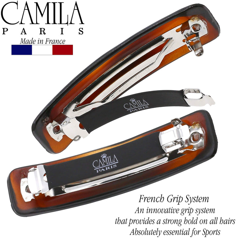 Camila Paris CP3018 French Hair Barrette Clip for Girls, Tortoise Shell, Rubberized Metal Clasp Strong Hold Grip Hair Clips for Women, No Slip Durable Styling Girls Hair Accessories, Made in France Camila