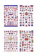 400+ Pieces 4th of July Nail Stickers, American Flag Patriotic Independence Day Nail Art Sticker False Nail Design Self-Adhesive Nail Decals Manicure Nail Tip Decoration for Fourth of July Conpru