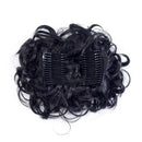 SWACC Short Messy Curly Dish Hair Bun Extension Easy Stretch hair Combs Clip in Ponytail Extension Scrunchie Chignon Tray Ponytail Hairpieces (Off Black-1B