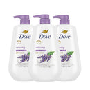 Dove Body Wash with Pump Relaxing Lavender Oil & Chamomile 3 Count for Renewed, Healthy-Looking Skin Gentle Skin Cleanser with 24hr Renewing MicroMoisture 30.6 oz Infinity Warehouse