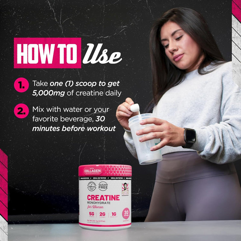 Old School Labs 5000mg Creatine Monohydrate Powder, Optimized Creatine for Women +2000mg Collagen +1g BCAA 2:1:1 Supports Lean Muscles & Recovery, Energy & Stamina - Made in USA, 30 Servings Infinity Warehouse