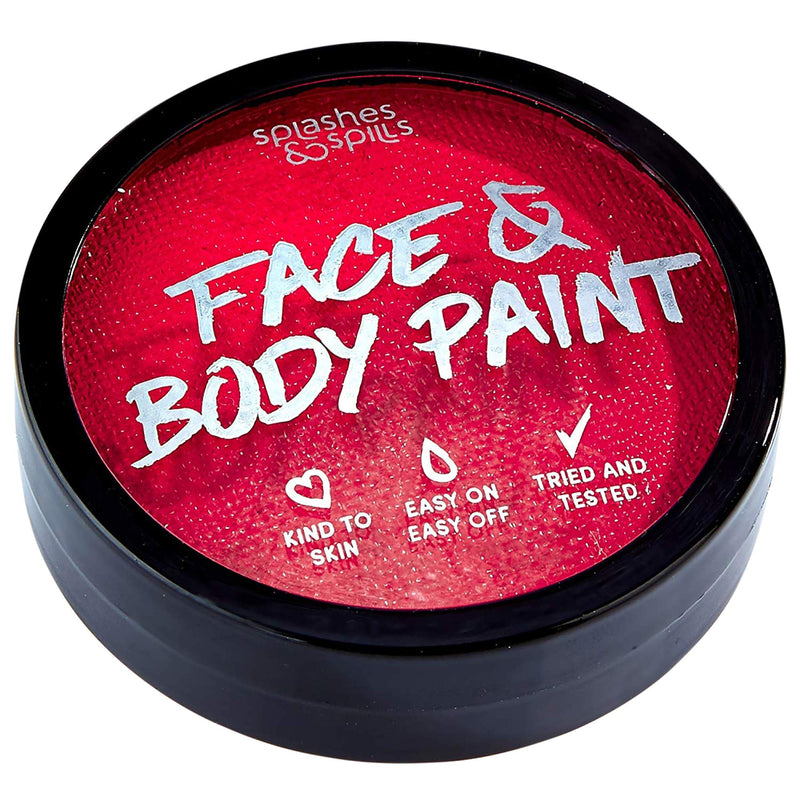 Water Activated Face and Body Paint - Red, 18g Cake Tub - Pretend Costume and Dress Up Makeup by Splashes & Spills splashes & spills