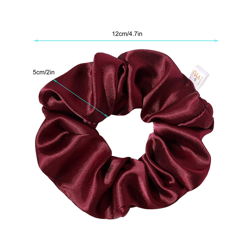 Scrunchies Hair Ties Silk Scrunchie for Girls Women Cute Hairties For Thick Curl Fine Hair No Crease Hair Accessories Soft Ropes Ponytail Holder No Hurt Your Hair (Burgundy Purple Pink Green) Ivyu Store