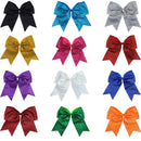 Kenz Laurenz Glitter Cheer Bows - Cheerleading Softball Gifts for Girls and Women Team Bow with Ponytail Holder Complete Your Cheerleader Outfit Uniform Strong Hair Ties Bands Elastics (1) (Black) Kenz Laurenz