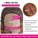UNice Hair Silk Base Fake Scalp Strawberry Blonde Color Middle Part Wigs for Black Women, Brazilian Straight Human Hair T-Part Lace Closure Wig Pre Plucked with Baby Hair 150% Density 18inch UNICE Store