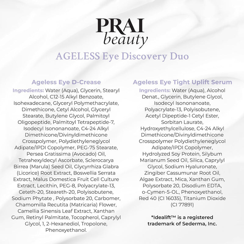 PRAI Beauty Ageless Hydrating amd Amti-Aging | Ageless Eye D-Crease and Ageless Eye Tight Uplift Serum Infinity Warehouse