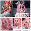 Stamped Glorious Pink Wavy Bob Wig for Women Synthetic Middle Part Short Hair Wigs 14 Inch Natural Looking Wig for Daily Party Use (Sakura Pink) Stamped Glorious Store