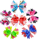 6 Pack 6 inch Large Big Grosgrain Ribbon Hair Bows Clips with Rhinestone for Girls Toddlers Kids Teens LCLHB