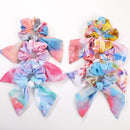 Cutewing Bow Scrunchies Tie Dye Hair Scarf Chiffon Scarf Scrunchie Hair Tie Scarf Ponytail Holders 2 in 1 Hair Bowknot for Women Girls with 6PCS Cutewing