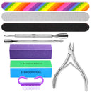 Manicure Nail File Kit-3Pcs Double Sided Nail File, Rectangular Nail Buffer, 4 Step Buffing Block, 3Pcs Cuticle Clipper & Pusher, and Nail Brush, Complete Nail Kit with Buffer for Salon Nail Art HNYYZL