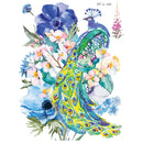 Supperb® Temporary Tattoos - Watercolor Dream of peacock & Blue Flowers Supperb