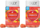 OLLY Probiotic + Prebiotic Gummy, Digestive Support and Gut Health, 500 Million CFUs, Fiber, Adult Chewable Supplement for Men and Women, Peach, 60 Day Supply - 60 Count Infinity Warehouse