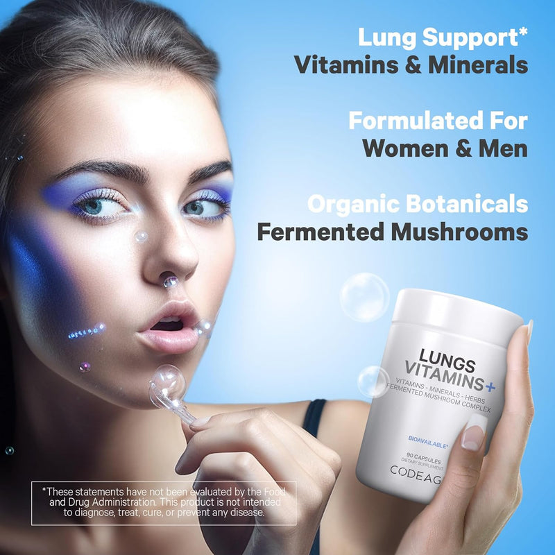 Codeage Lungs Vitamins, A, C, D, E, B6, Milk Thistle Lung Supplement, Zinc & Magnesium, Cordyceps, Reishi, Chaga, Poria, Tylophora, Ginger, Peppermint Leaf Organic Herb Cleanse - Non-GMO - 90 Capsules Infinity Warehouse