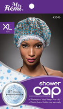 Shower Cap - Blue Dot Pattern, Vinyl material, elastic band, extra large, large, won’t fall off your head, Ameliana