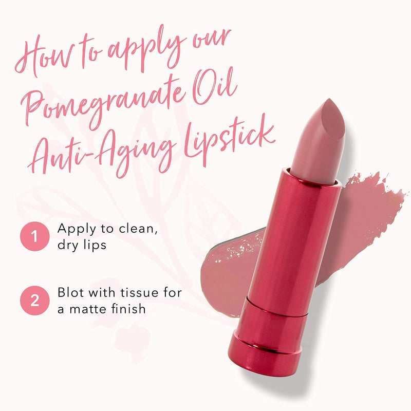 100% PURE Pomegranate Oil Anti-Aging Lipstick (Fruit Pigmented), Foxglove, Long Lasting, Satin Finish, Vibrant Color, Moisturizing Cocoa Butter (Berry Pink Mauve) - 0.15 oz 100% PURE