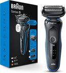 Braun Electric Shaver for Men, Series 5 5120s, Wet & Dry Shave, Turbo Shaving Mode, Foil Shaver, Engineered in Germany, with Beard Trimmer & Attachments, Blue Infinity Warehouse