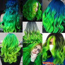 MEckily 12 Pcs Colored Hair Extensions Party Highlights, Curly Wavy Hairpiece Clip in Synthetic Streak for Kids Girls Women 17 inch(Green) MEckily