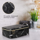 Travel Makeup Train Case Makeup Cosmetic Case Organizer Portable Artist Storage Bag 10.3'' with Adjustable Dividers for Cosmetics Makeup Brushes Toiletry (a marble black) Relavel Store