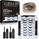 Luxillia Magnetic Eyelashes Kit – 16 Piece Magnetic Eyelash & Eyeliner Set with Applicator – Natural Look Easy Apply Reusable Fake Extension Lashes, No Glue – Pestañas Postizas Magnéticas Naturales Infinity Warehouse