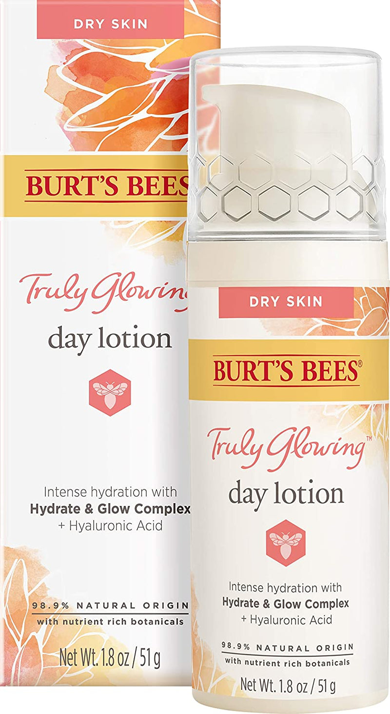 Burt's Bees Truly Glowing Day Lotion Face Cream with Hydrate and Glow Complex for Dry Skin, 1.8 Fluid Ounces Burt's Bees Store