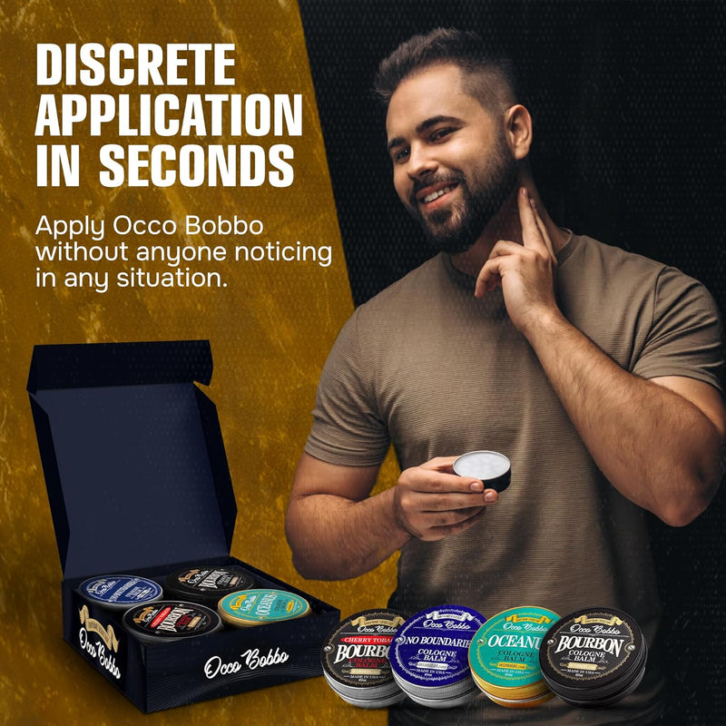 Occo Bobbo Solid Cologne for Men Samples Set - Men's Cologne Gift Set - Travel Size Cologne for Men (4) .5 oz tins Infinity Warehouse