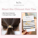By Lilla Downtown Mini Stack Elastic Hair Ties and Bracelets | Set of 5 Hair Tie-Bracelets | Hair Accessories for Women | No Crease Hair Ties & Women’s Bracelets (Black / Gold / Nude / Brown) By Lilla