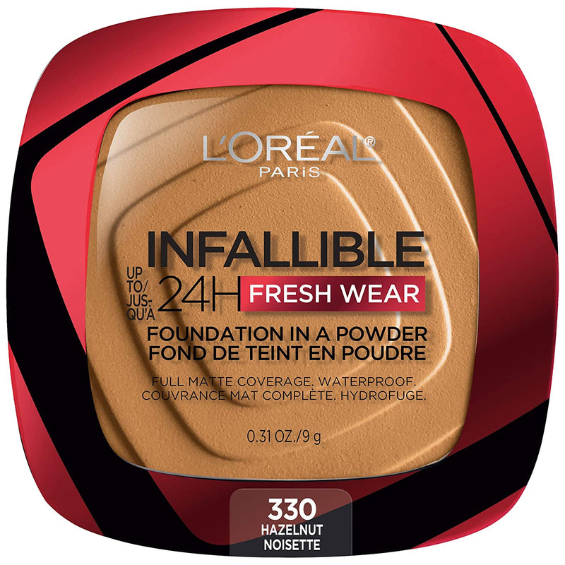 L'Oreal Paris Infallible Fresh Wear Foundation in a Powder, Up to 24H Wear, Hazelnut, 0.31 oz. L'Oreal Paris Store