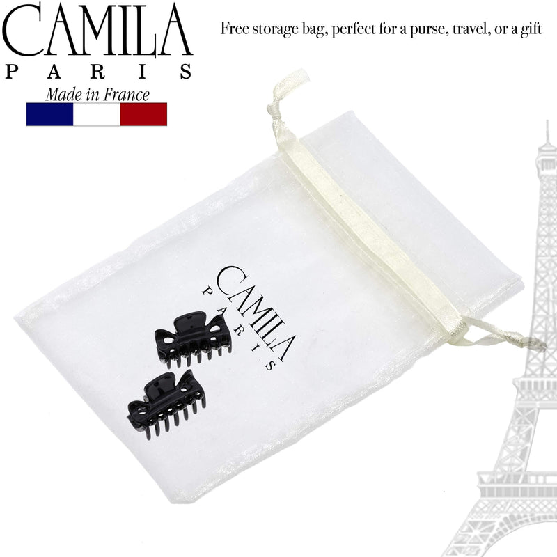 Camila Paris CP3027 French Hair Clip for Women, 1.5 inch Set of 2 Black Girls Hair Claw Clips Jaw Fashion Durable Styling Hair Accessories for Women, Strong Hold No Slip Grip, Made in France Camila