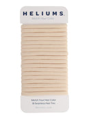 Heliums Beige Blonde Skinny Seamless 6mm Medium Hold Soft Nylon Fabric Rolled Ponytail Holders - 18 Hair Ties Heliums