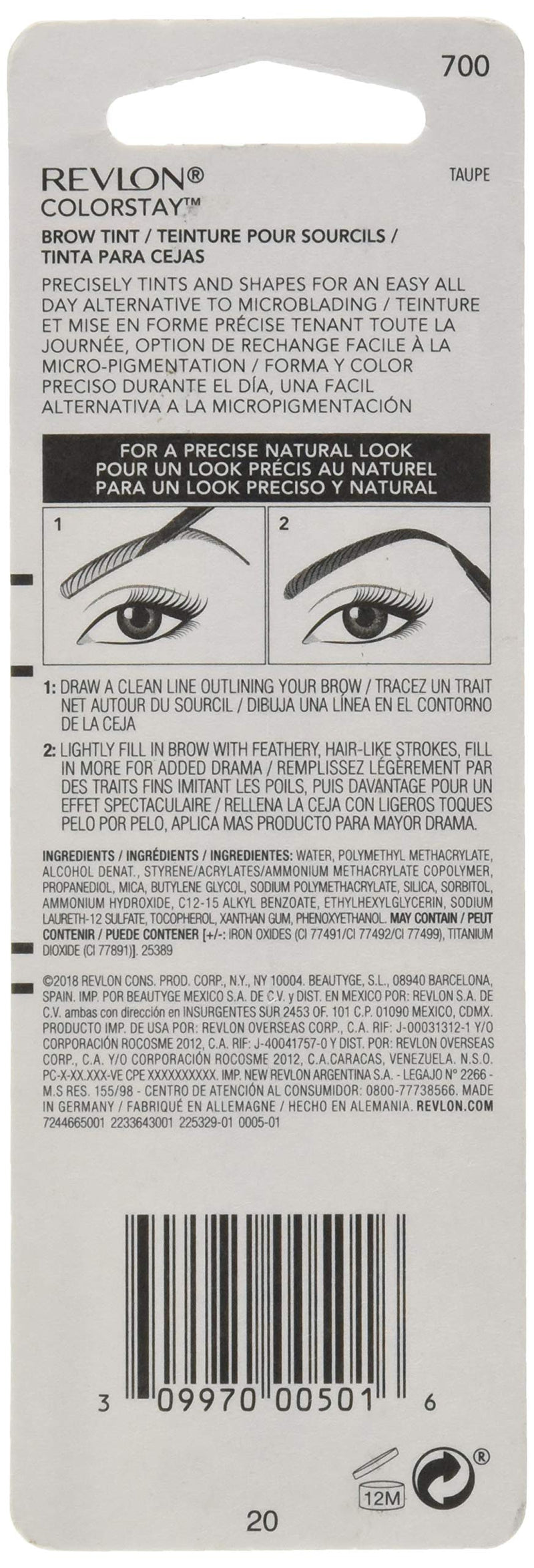 Revlon ColorStay Brow Tint, Taupe, 0.06 Fl Oz (Pack of 1) REVLON