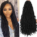 New soft locs Crochet hair 24 inch 6 Packs Faux Curly Wavy Crochet Braids 100% Premium Fiber Synthetic Hair African Hair Extensions (24 inch,