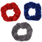 LUX ACCESSORIES Glittery Red Blue Grey Set (3pc) Fashion Hair Elastics and Ties Ponytails LUX ACCESSORIES