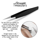 Sivote Eyelash Tweezers, 3-Pack, Hand Calibrated Straight, Curved Tips and Volume Tweezer, Stainless Steel Lash Tweezers for Eyelash Extensions, Black SIVOTE Store