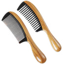 Onedor Extra Length Handmade 100% Natural Green Sandalwood With Buffalo Horn Wide tooth and Fine Tooth Hair Combs - Anti-Static Sandalwood Scent Natural Hair Detangler Wooden Combs for Women (Wide & Fine Tooth Combs) Onedor