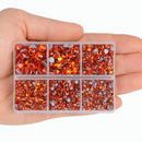 4000pcs Mixed Size Hot Fix Round Crystals Gems Glass Stones Hotfix Flat Back Rhinestones (Orange) MASSIVE BEADS