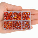 4000pcs Mixed Size Hot Fix Round Crystals Gems Glass Stones Hotfix Flat Back Rhinestones (Orange) MASSIVE BEADS