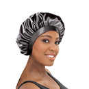 Stay On Satin Satin Edge Bonnet (Black) Stay On Satin