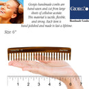Giorgio G47 Large 6 Inch Hair Detangling Comb, Wide Teeth for Thick Curly Wavy Hair. Long Hair Detangler Comb For Wet and Dry. Handmade of Quality Cellulose, Saw-Cut, Hand Polished, Tortoise Shell GIORGIO