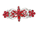 Faship Gorgeous Red Rhinestone Crystal Flora Hair Barrette Clip Faship
