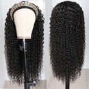 Headband Wig Curly Wave Human Hair Wigs for Black Women Brazilian Virgin Hair Kinky Curly Headband Wigs Human Hair 150% Density (12 inch) catti