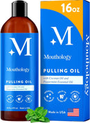 Mouthology Coconut Oil Pulling for Teeth and Gums 8oz (Made in USA), Whitening Pulling Oil Coconut Mint Mouthwash for Fresh Breath Ayurvedic Oil Pulling Mouth Gum Health Oral Care Scraper Oral Care Infinity Warehouse