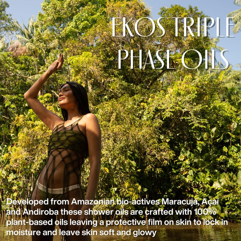 natura - Ekos Triple Phase Shower Oil Trio Lovers Set (3 Products) - Andiroba, Maracujá, and Açaí Shower & Bath Oil - Gift Box - Vegan Skin Care - Brazilian Beauty Secrets - Self Care & Body Care Infinity Warehouse