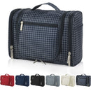 Hanging Toiletry Bag for Women & Men, OMYSTYLE Portable Travel Kit Bag, Waterproof Bathroom Toiletries Organizer with Hook for Makeup, Cosmetic, Shaving, Shampoo (Travel Size, Navy Plaid) OMYSTYLE Store