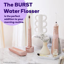Water Flosser for Teeth, Gums & Braces Care, by BURST, Water Resistant, Cordless & Travel Ready, Deep Clean, Fresh Breath & Healthier Smile, Refillable 110mL, 3 Modes, Rose Gold [Packaging May Vary] Burst