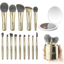 Jilier Travel Makeup Brush Set, 14 pcs Mini Makeup Brushes for Foundation, Powder, Eyeshadow, Highlight, Contour, Blush & Concealer, Small Makeup Brush Set Purse Size with Case Infinity Warehouse